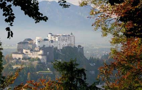 Hohensalzburg Castle (1007) is located on a hilltop of Festungberg mountain. The magnificent view to the city opens from here